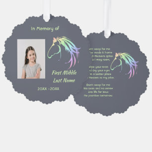 Christian Memorial Keepsake Pastel Horse Art Tree Decoration Card