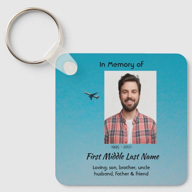 Christian Memorial Keepsake Pilot Aeroplane Flying Key Ring (Front)