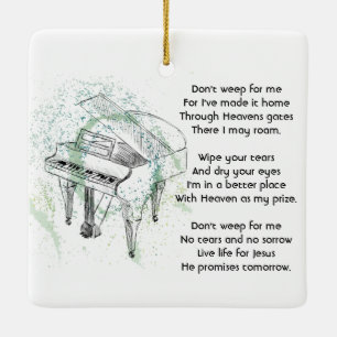 Christian Memorial Keepsake Prayer Piano Musician Ceramic Ornament