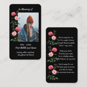 Christian Memorial Keepsake  Roses Garden Flowers Business Card