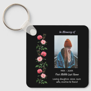 Christian Memorial Keepsake  Roses Garden Flowers Key Ring