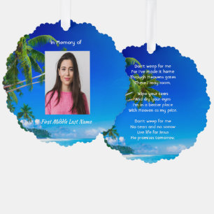 Christian Memorial Keepsake Tropical Beach Exotic Tree Decoration Card