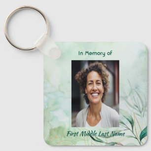 Christian Memorial Keepsake  Watercolor Foliage  Key Ring