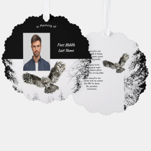 Christian Memorial Keepsake Watercolor Owl Bird Tree Decoration Card