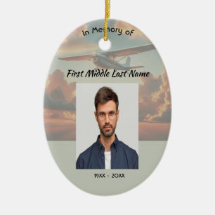 Christian Memorial Keepsakes Pilot Airplane Sunset Ceramic Tree Decoration