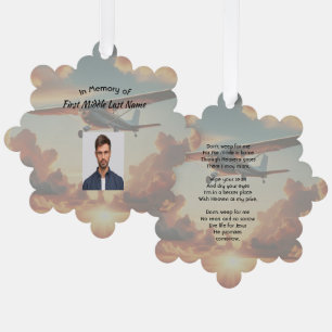 Christian Memorial Keepsakes Pilot Airplane Sunset Tree Decoration Card