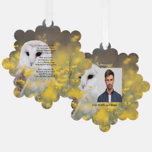 Christian Memorial Photo Barn Owl Bird Tree Decoration Card