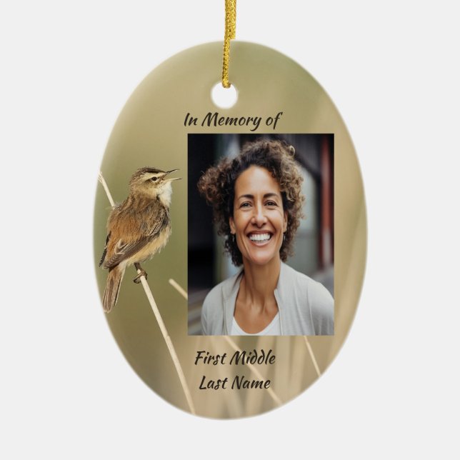 Christian Memorial Photo Bird Garden Nature  Ceramic Tree Decoration (Front)