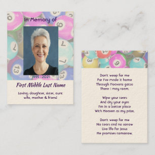 Christian Memorial Photo Keepsake Bingo Game Business Card