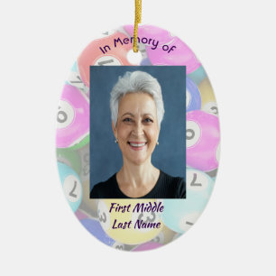 Christian Memorial Photo Keepsake Bingo Game  Ceramic Tree Decoration