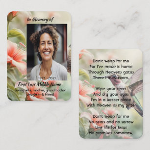 Christian Memorial Photo Keepsake Hummingbird Business Card