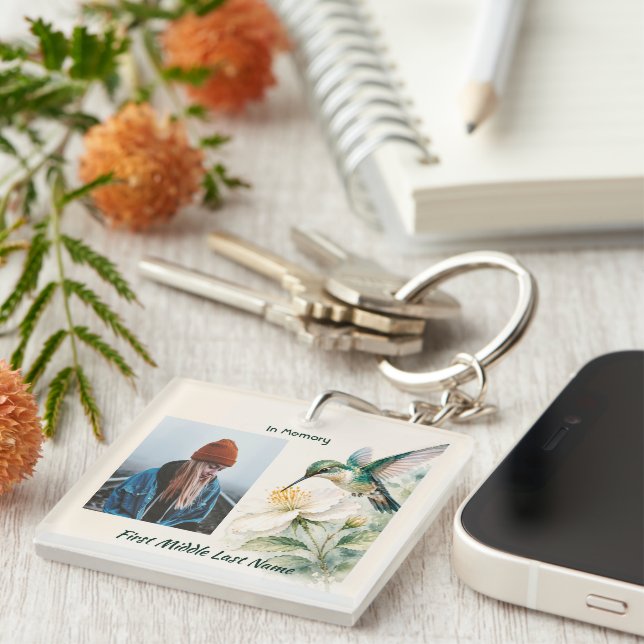 Christian Memorial Photo  Keepsake  Key Ring (Front Right)