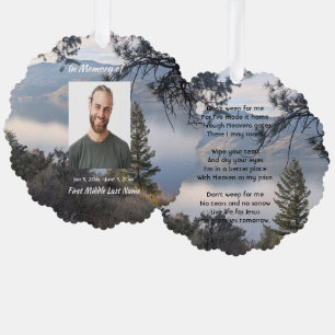 Christian Memorial Photo Lake Mountain Trees Tree Decoration Card