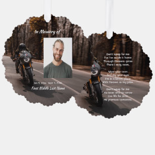Christian Memorial Photo Motorcycle Biker  Tree Decoration Card