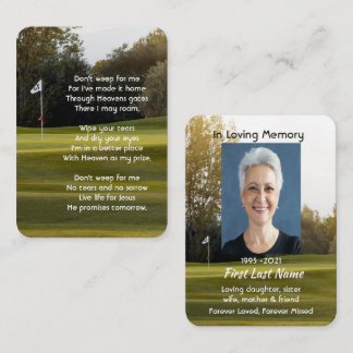 Christian Memorial Photo Poem Golfer Golf Golfing  Business Card