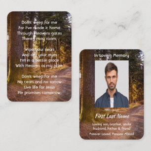 Christian, Memorial Photo Prayer Forest Trail Walk Business Card