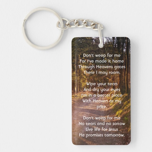 Christian Memorial Photo Prayer Forest Trail Walk Key Ring (Front)
