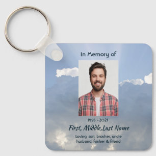 Christian Memorial Photo Prayer Heavenly Sky Key Ring