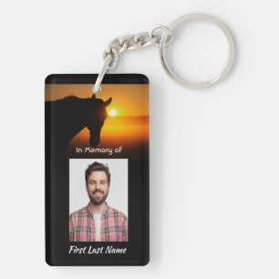 Christian Memorial Photo Prayer Horse Silhouette Key Ring