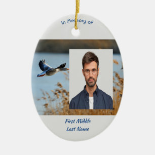 Christian Memorial Photo Prayer Lake Geese Birds Ceramic Tree Decoration
