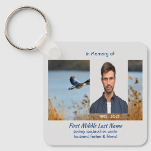 Christian Memorial Photo Prayer Lake Geese Birds Key Ring