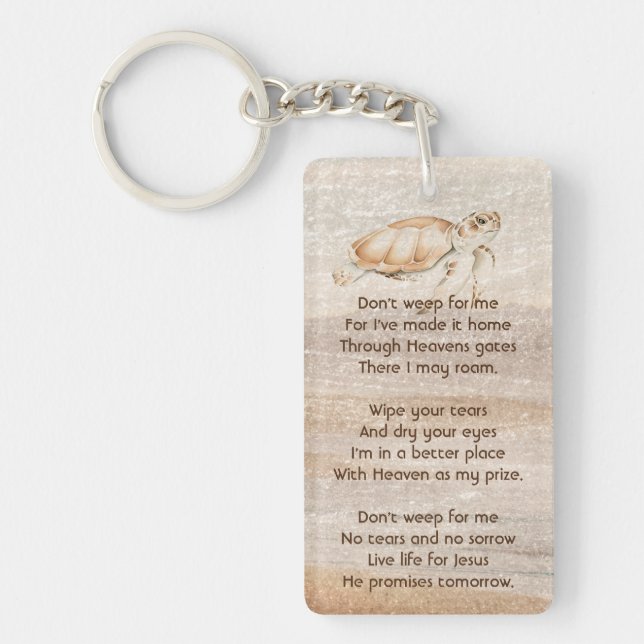 Christian Memorial Photo Sandy Beach Sea Turtle  Key Ring (Front)