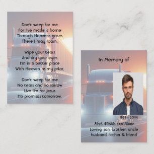 Christian Memorial Semi-Truck Tractor-trailer Business Card