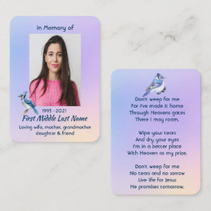 Christian Memorial Watercolor Bluejay Garden Business Card