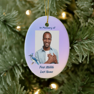 Christian Memorial Watercolor Bluejay Garden Ceramic Tree Decoration