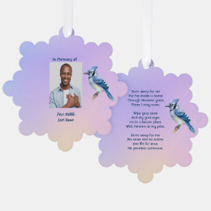 Christian Memorial Watercolor Bluejay Garden Tree Decoration Card