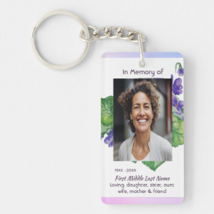 Christian Memorial  Watercolor Wild Violet Key Ring
