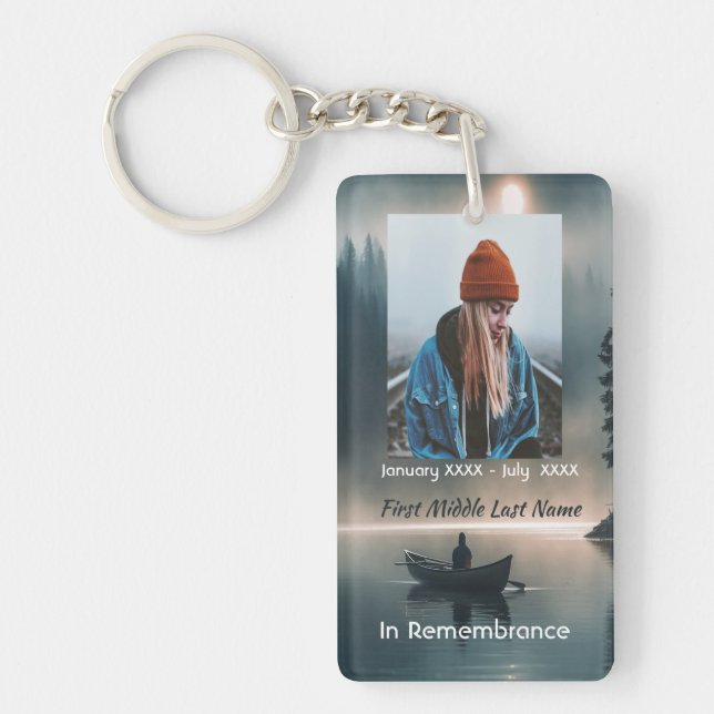 Christian Memory Keepsake Wilderness Lake Canoe Key Ring (Front)