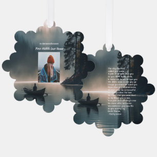 Christian Memory Keepsake Wilderness Lake Canoe Tree Decoration Card