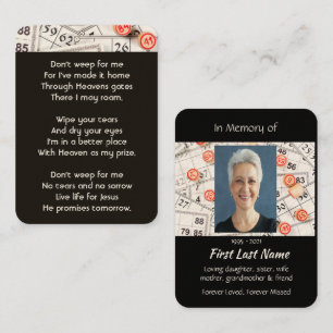 Christian Memory Photo Prayer Bingo Game Business Card