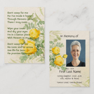 Christian Memory Photo Yellow Roses Garden Flowers Business Card