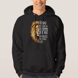 Christian Men Spanish Lion Judah Graphic On Back P Hoodie