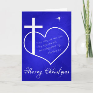 Christian Merry Christmas blue customisable Holiday Card