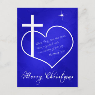 Christian Merry Christmas blue customisable Holiday Postcard