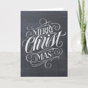 Christian Merry Christmas Chalkboard Calligraphy Holiday Card