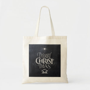 Christian Merry Christmas Chalkboard Lettering Tote Bag