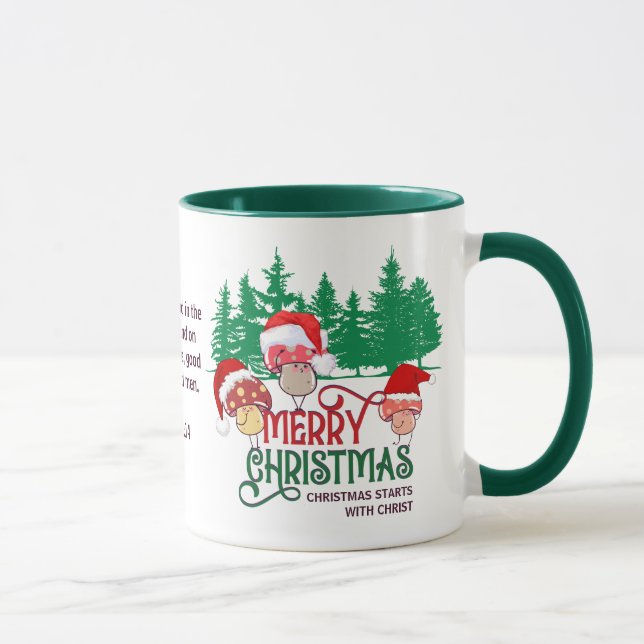 Christian MERRY CHRISTMAS MUSHROOMS in Forest Mug (Right)