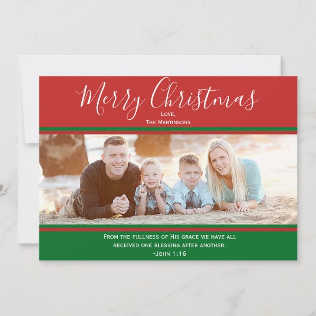 Christian Merry Christmas Scripture and Photo Card (Front)