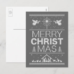 Christian Merry Christmas Sweater Christ Jesus Holiday Postcard