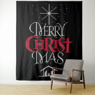 Christian Merry Christmas Sweater Jesus Christ     Tapestry
