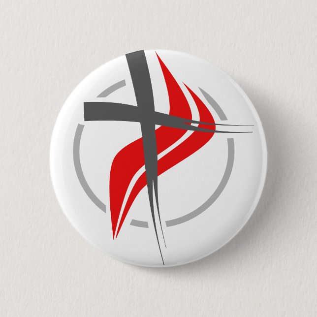 Christian / Methodist cross 6 Cm Round Badge (Front)