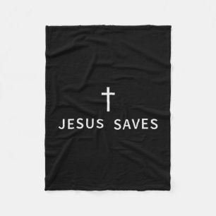 Christian Minimal Cross Jesus Saves Religious Mode Fleece Blanket