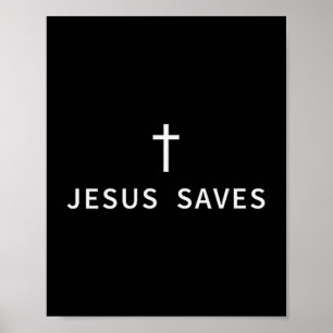 Christian Minimal Cross Jesus Saves Religious Mode Poster