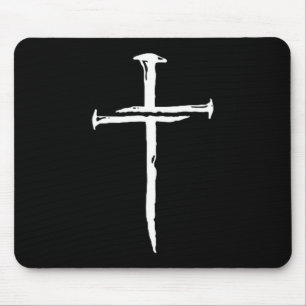 Christian Minimalist Three Nails Cross Religious J Mouse Mat