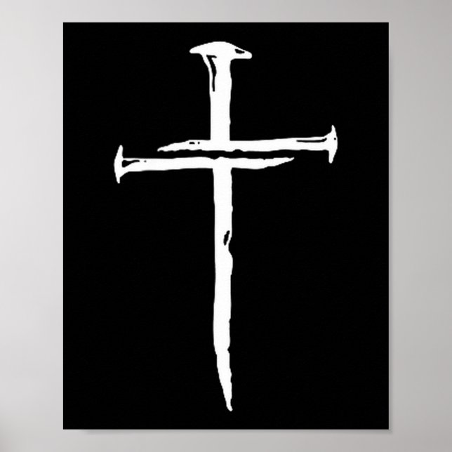 Christian Minimalist Three Nails Cross Religious J Poster (Front)