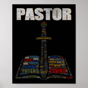 Christian Minister Word Cloud Church Pastor Apprec Poster